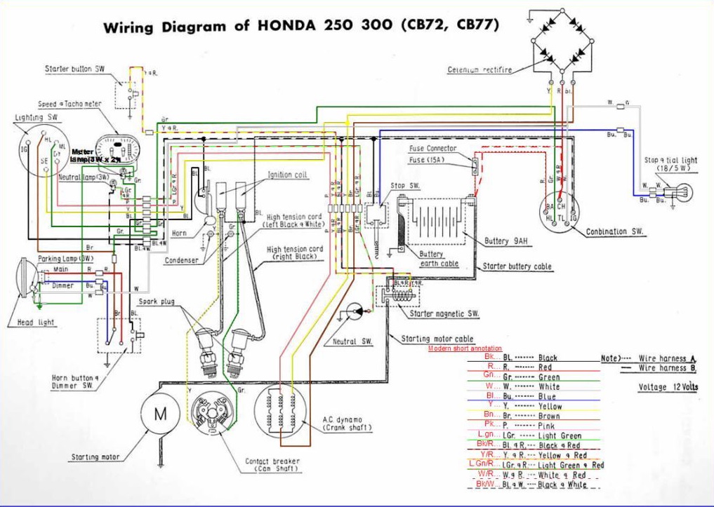 Honda305.com Forum :: View topic - Corrected CB wiring diagram & switch