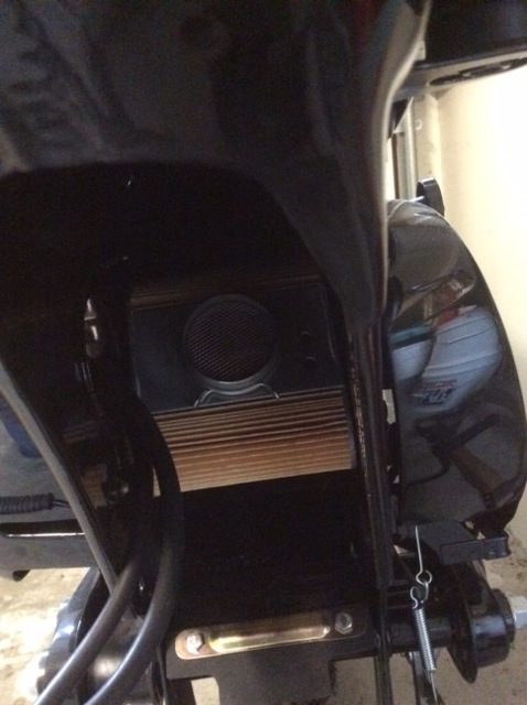 Installed; view from engine back toward rear of bike (engine not installed).