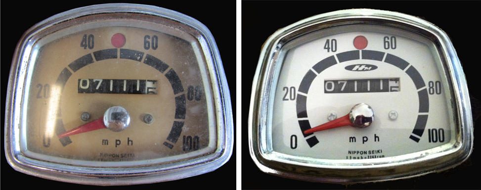Speedometer, before and after rebuild