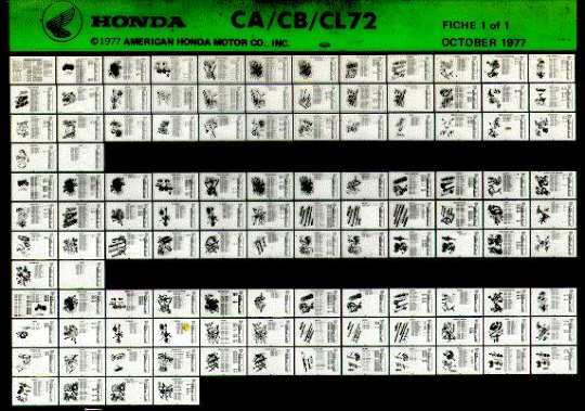 Honda Parts Catalog Microfiche: Type I