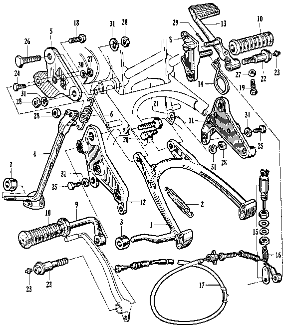 CB72/77 Parts Diagram: Centerstand, Sidestand, Etc.