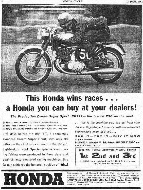 CB72: Honda Advertizement